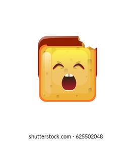 Smiling Emoticon Face Yawn Icon Flat Vector Illustration