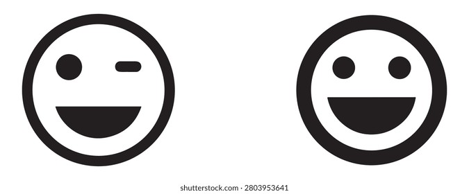 smiling emoticon faces with different expressions one winking and the other with a straightforward smile isolated on white background