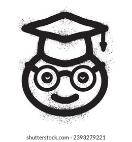 Smiling emoticon graffiti wearing a toga with black spray paint