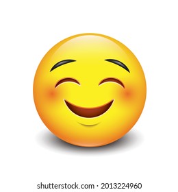 Smiling emoticon with happy eyes emoji - vector illustration