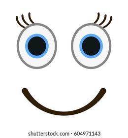 Smiling emoticon with happy eyes. Female emoji vector illustration.