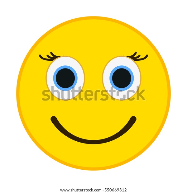 Smiling Emoticon Happy Eyes Female Emoji Stock Vector (Royalty Free