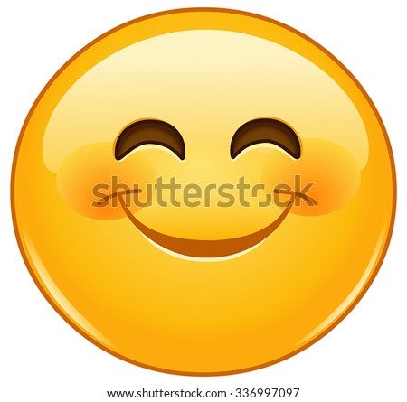 Smiling emoticon with happy eyes and rosy cheeks