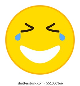 Smiling emoticon with happy eyes in trendy flat style. LOL emoji vector illustration.