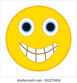 Smiling emoticon with happy eyes in trendy flat style. Happy emoji vector illustration.