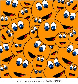 Smiling emoticon with happy eyes. Vector illustration.
