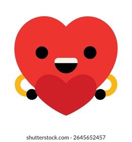 Smiling Emoticon Holding a Red Heart