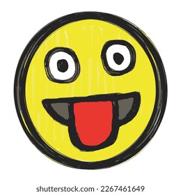 Emoticon sonriente pintado con un pincel de pintura colorido