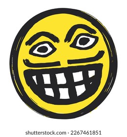 Smiling emoticon painted using a colorful paint brush