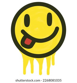 Emoticon sonriente pintado con un pincel de pintura colorido