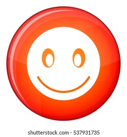 Smiling emoticon in red circle isolated on white background vector illustration