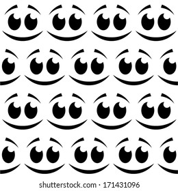 Smiling emoticon seamless pattern.