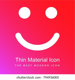 Smiling emoticon square face red and pink gradient material white icon minimal design