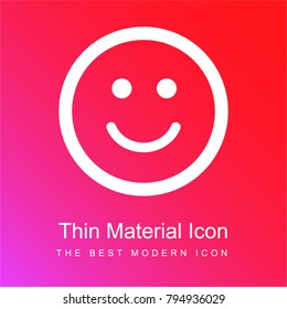 Smiling emoticon square face red and pink gradient material white icon minimal design