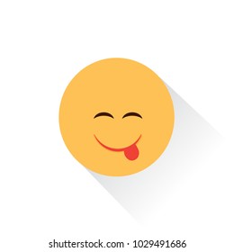 Smiling emoticon with tongue in a flat design
