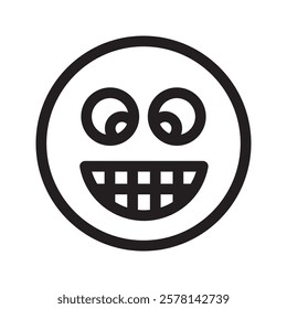 Smiling emoticon with visible teeth, bright eyes, and a cheerful expression, conveying happiness and friendliness. A widely used digital symbol to express joy, excitement, or positivity in messages.