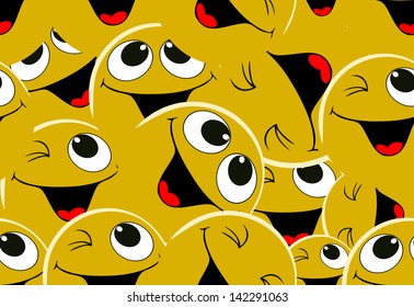 Smiling emoticons. Seamless pattern.