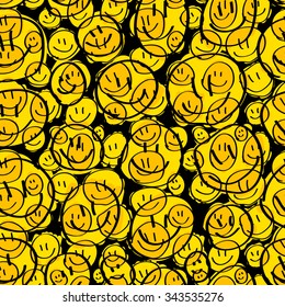 Smiling emoticons. Seamless pattern.