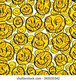 Smiling emoticons. Seamless pattern.