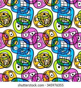 Smiling emoticons. Seamless pattern.