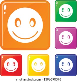 Smiling emoticons set collection vector 6 color isolated on white background