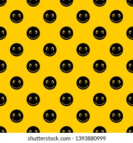 Smiling emotpattern seamless vector repeat geometric yellow for any design