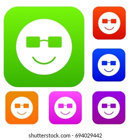 Smiling emotset icon in different colors isolated vector illustration. Premium collection