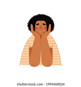 Smiling enamored man in trandy hand drawn style. Happy cute man. Vector stock illustration