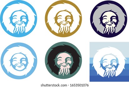 smiling eskimo man colorful logos vector