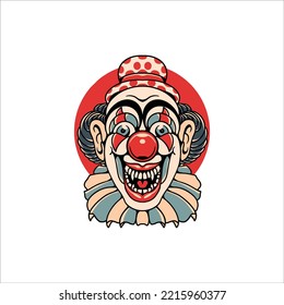 smiling evil clown scary illustration