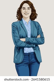 Smiling executive woman with her arms crossed