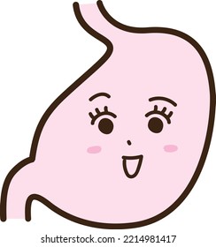 The smiling expression of an anthropomorphic stomach