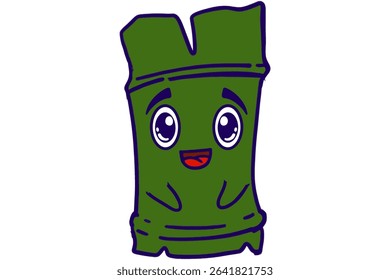 Smiling Expression of a Cute Bamboo Character