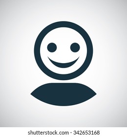 smiling face avatar icon, on white background
