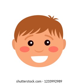 Smiling face baby boy. flat vector illustration isolated on white background