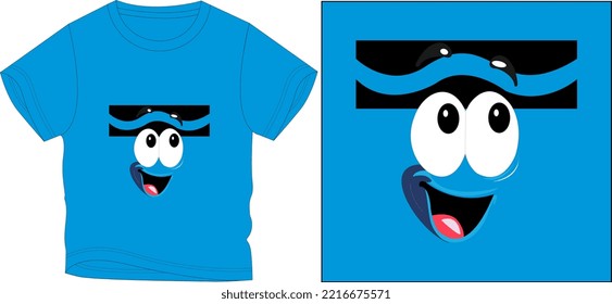 SMILING FACE BIG EYES t shirt graphic design vector illustration \