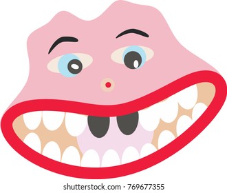 smiling face with black front teeth
