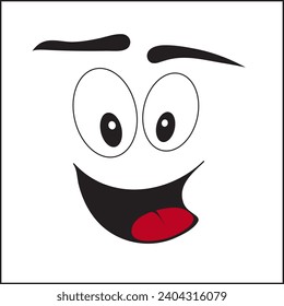 Cara sonriente, dibujo vectorial en blanco y negro