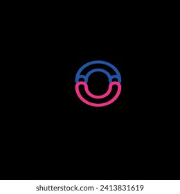 smiling face in blue and pink colors