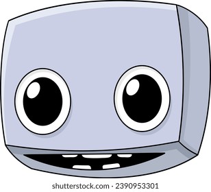smiling face box head cartoon logo. creative image