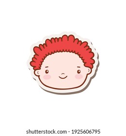 Smiling face of boy with bright hair doodle vector illustration