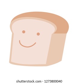 smiling face bread cartoon isolated on white background