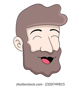 smiling face brown bearded man head emoticon. vector design illustration art