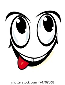 Smiling face in cartoon style for comics design, such a logo. Jpeg version also available in gallery