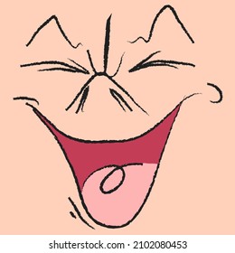 A smiling face in a cartoon style. Vector illustration.