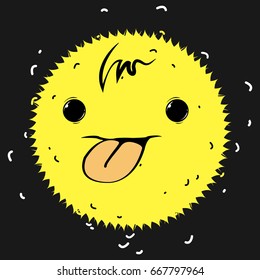 Smiling face. Cheerful smile. Vector illustration of a funny face with his tongue hanging out. Logo smile. Icon of a smiling face.