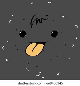 Smiling face. Cheerful smile. Vector illustration of a funny face with his tongue hanging out. Logo smile. Icon of a smiling face.