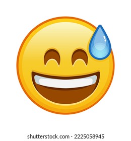 Smiling face in cold sweat with open mouth Large size of yellow emoji smile