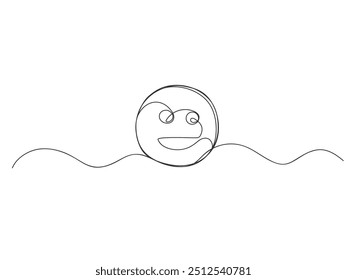 Smiling face continuous one line drawing isolated vector illustration on white background.
