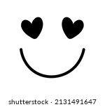 Smiling Face with Cute Hearts, Vector Design for Fashion and Poster Prints, Sticker, Card, Bag, Mug, Giftware, Magnet